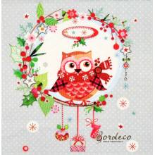 Serwetka decoupage firmy AMBIENTE sowa w szaliku 33x33cm